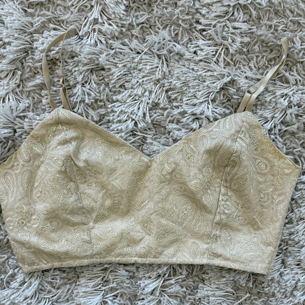 Staring at Stars Cream Embroidered Paisley Crop Top